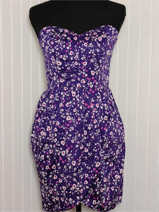 O'Neill Dresses & Skirts - O'Neill Strapless Purple Floral Print Cotton  Dress Size 7